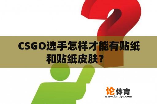 CSGO选手怎样才能有贴纸和贴纸皮肤？ 