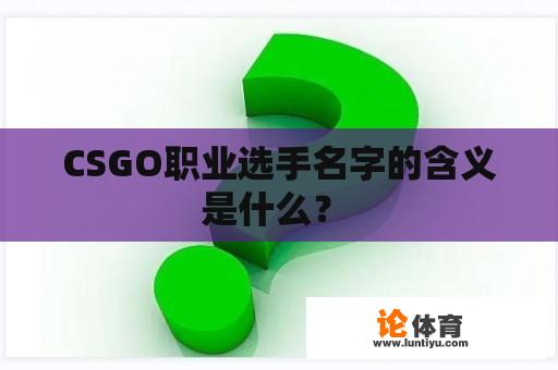 CSGO职业选手名字的含义是什么？ 