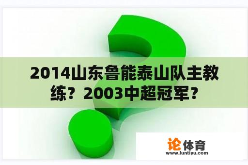 2014山东鲁能泰山队主教练？2003中超冠军？