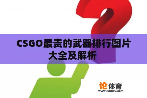 CSGO最贵的武器排行图片大全及解析 