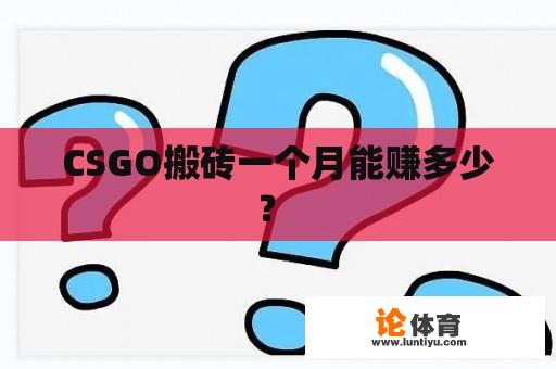 CSGO搬砖一个月能赚多少？ 