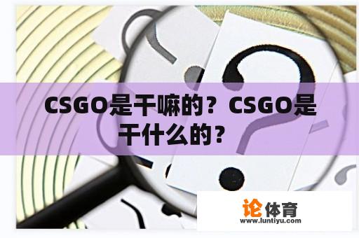 CSGO是干嘛的？CSGO是干什么的？ 