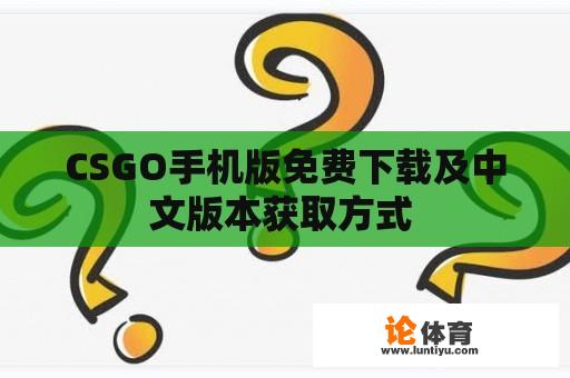 CSGO手机版免费下载及中文版本获取方式 