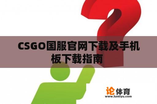 CSGO国服官网下载及手机板下载指南 