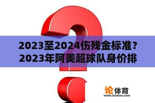 2023至2024伤残金标准？2023年阿美超球队身价排名？