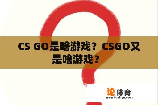 CS GO是啥游戏？CSGO又是啥游戏？ 