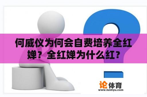 何威仪为何会自费培养全红婵？全红婵为什么红？