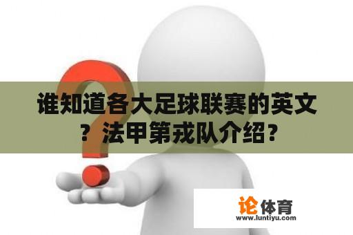 谁知道各大足球联赛的英文？法甲第戎队介绍？