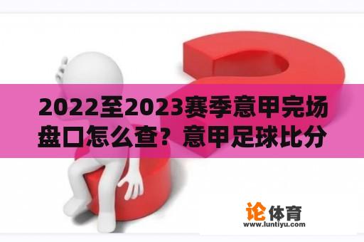 2022至2023赛季意甲完场盘口怎么查？意甲足球比分网