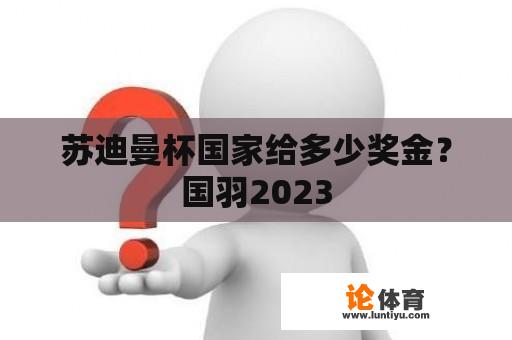 苏迪曼杯国家给多少奖金？国羽2023