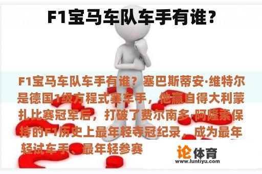 F1宝马车队车手有谁？