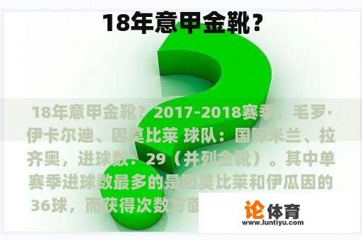 18年意甲金靴？