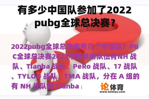 有多少中国队参加了2022pubg全球总决赛？