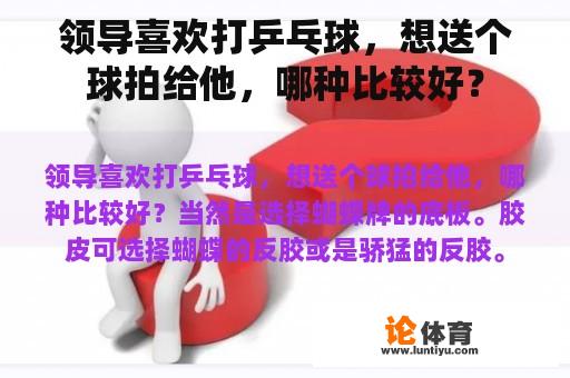 领导喜欢打乒乓球，想送个球拍给他，哪种比较好？