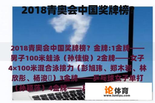 2018青奥会中国奖牌榜? 2018青奥会中国奖牌榜?