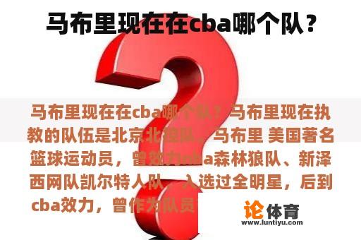 马布里现在在cba哪个队？