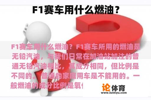 F1赛车用什么燃油？