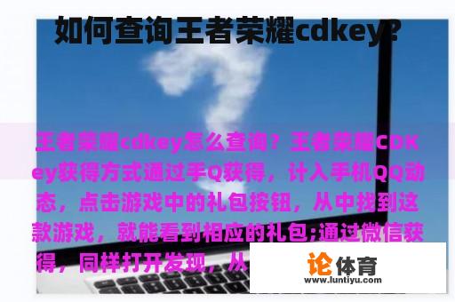 如何查询王者荣耀cdkey？