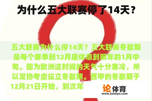 为什么五大联赛停了14天？