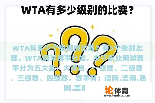 WTA有多少级别的比赛？