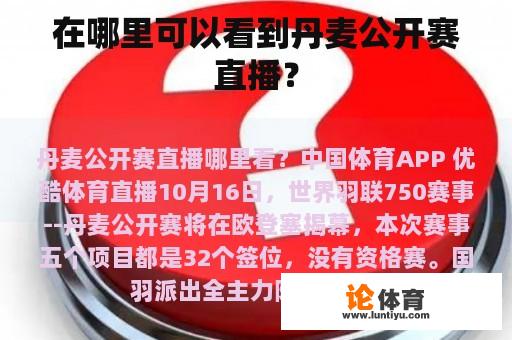 在哪里可以看到丹麦公开赛直播？