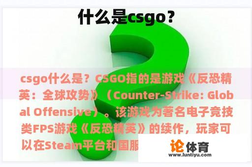 什么是csgo? 什么是csgo?