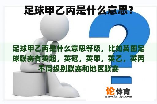 足球甲乙丙是什么意思？