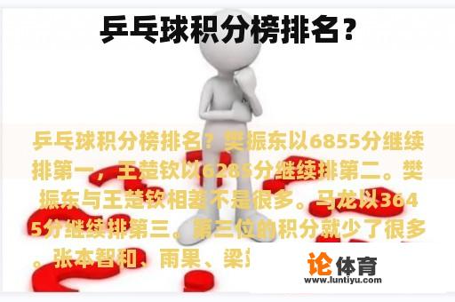 乒乓球积分榜排名？