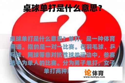 桌球单打是什么意思？