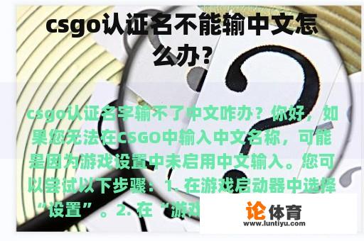 csgo认证名不能输中文怎么办？