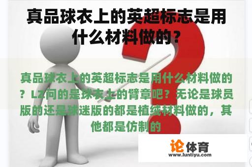 真品球衣上的英超标志是用什么材料做的？