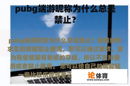 pubg端游昵称为什么总是禁止？