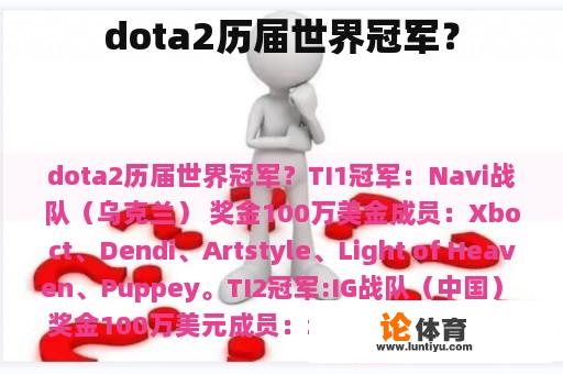 dota2历届世界冠军？