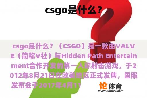 csgo是什么？