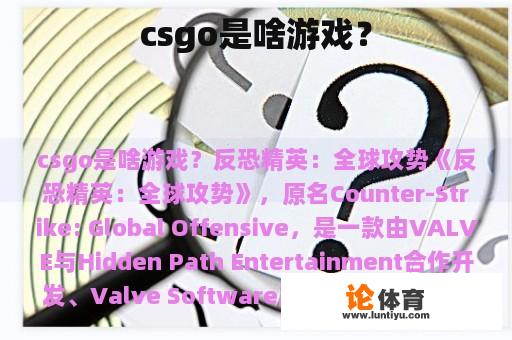 csgo是啥游戏？