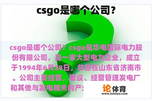 csgo是哪个公司？