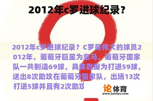 2012年c罗进球纪录？