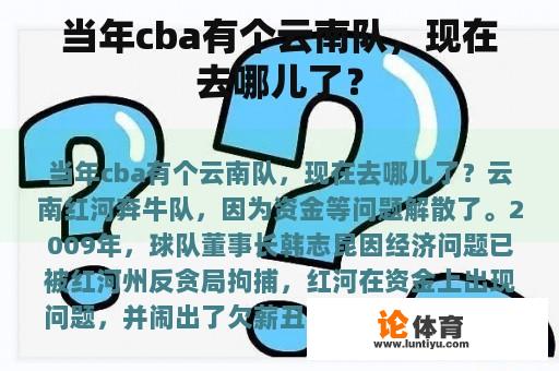 当年cba有个云南队，现在去哪儿了？