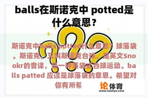 balls在斯诺克中 potted是什么意思？