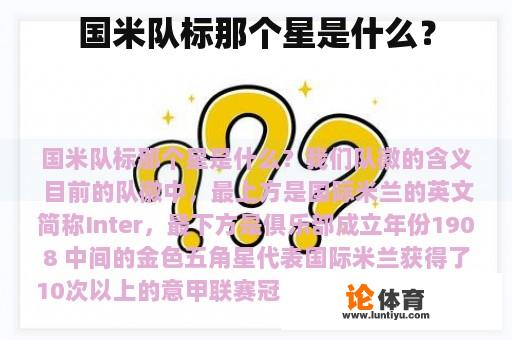 国米队标那个星是什么？