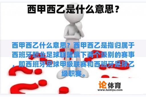 西甲西乙是什么意思？