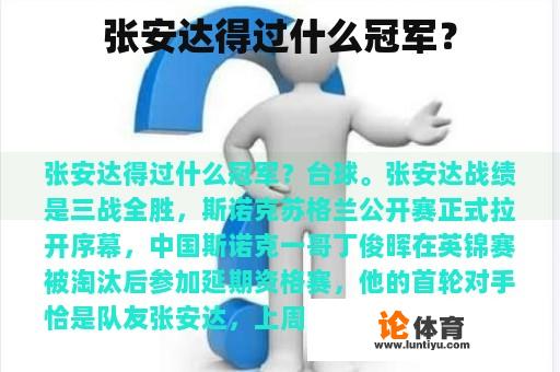 张安达得过什么冠军？