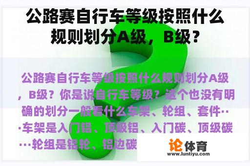 公路赛自行车等级按照什么规则划分A级，B级？