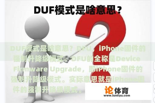 DUF模式是啥意思？