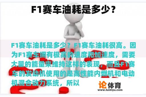 F1赛车的油耗是什么?