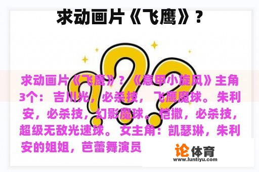 求动画片《飞鹰》？