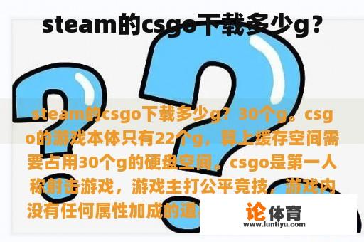 steam的csgo下载多少g？