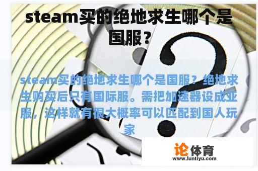 steam买的绝地求生哪个是国服？