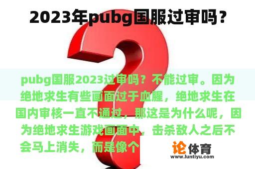 2023年pubg国服过审吗？