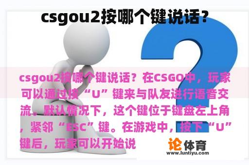 csgou2按哪个键说话？